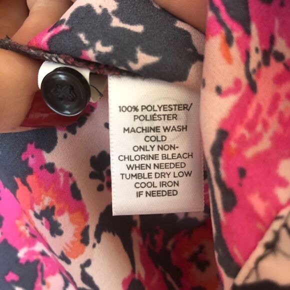 Ann Taylor LOFT Floral Long Sleeves Half-Button Down Blouse Size XXSP - Picture 6 of 7